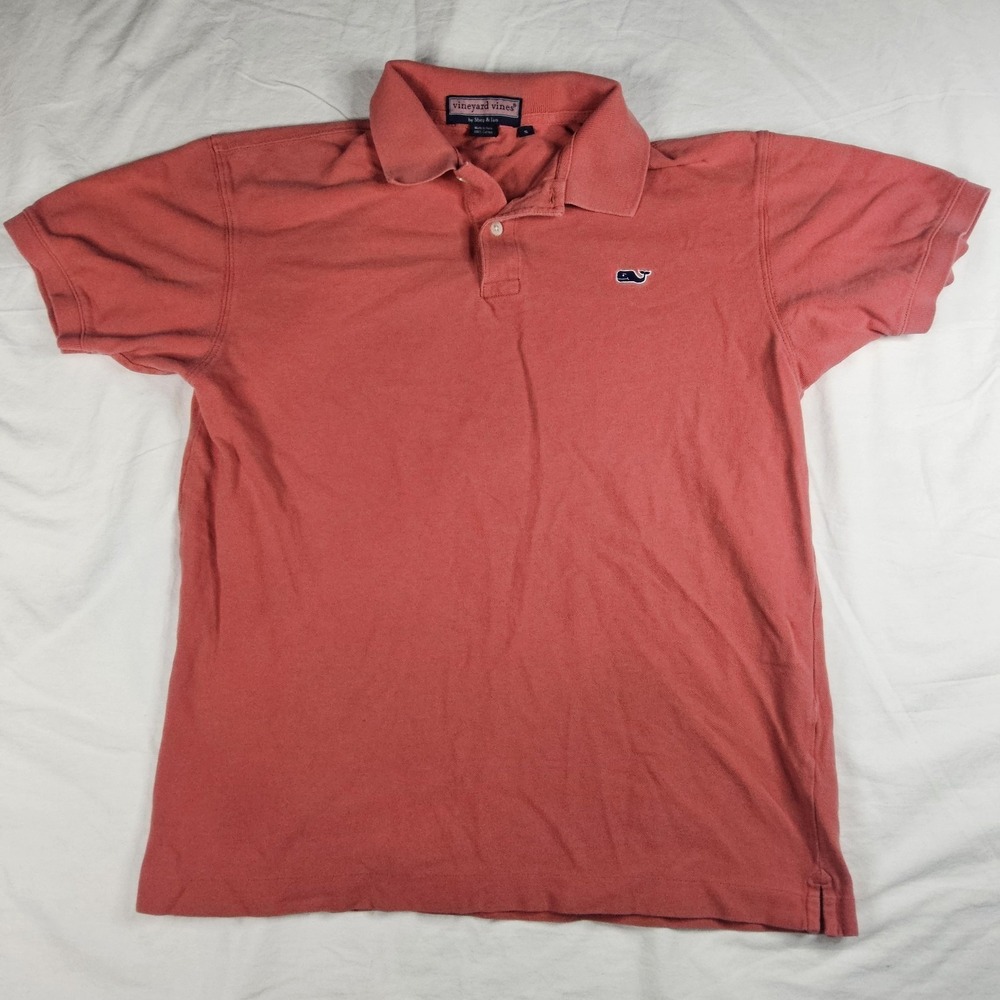 Vineyard Vines Polo Shirt Mens Small S Coral Pink Short Sleeve Cotton Whale Logo